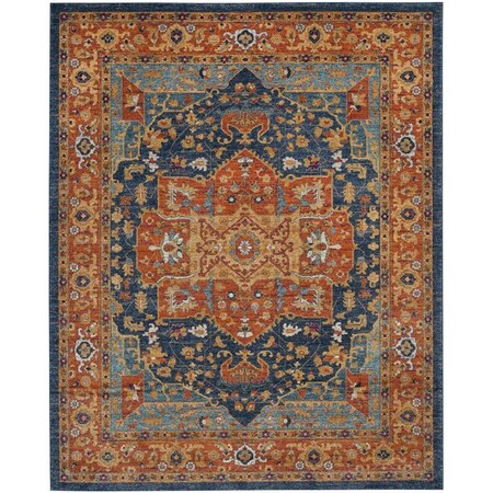 Safavieh Evoke Power Loomed Rectangle Area Rug, Blue and Orange - 8 x 10 ft. EVK275C-8